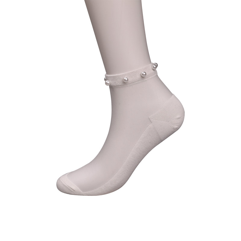 Mote nylon gjennomsiktig silke bomull bunn kvinner båt sokker topp perle glass krystall silke kvinner båt sokker WSD1288