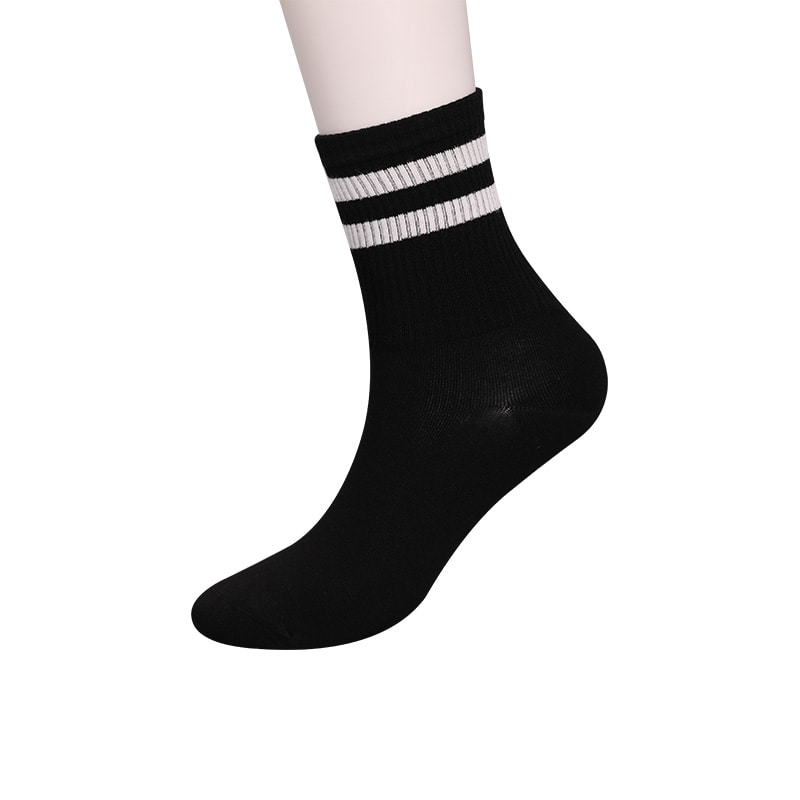 Myk spunnet silke nylon dekket med ammoniakk 2 horisontale strimler og forsterkede håndsydde damesokker WSD1536