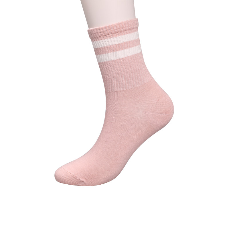 Myk spunnet silke nylon dekket med ammoniakk 2 horisontale strimler og forsterkede håndsydde damesokker WSD1536