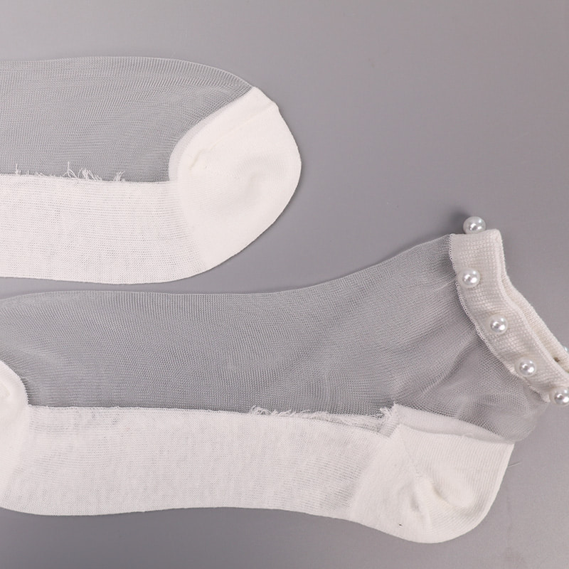 Mote nylon gjennomsiktig silke bomull bunn kvinner båt sokker topp perle glass krystall silke kvinner båt sokker WSD1288