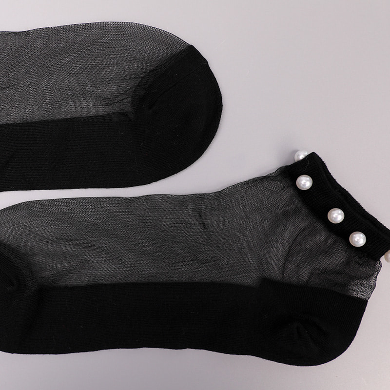 Mote nylon gjennomsiktig silke bomull bunn kvinner båt sokker topp perle glass krystall silke kvinner båt sokker WSD1288