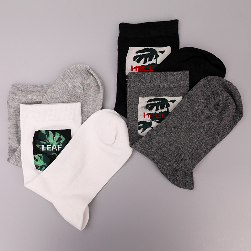 Myk spunnet silke nylon innpakket spandex imitasjon 3D-trykt jacquard håndsydd høst og vinter herresokker WSD2850