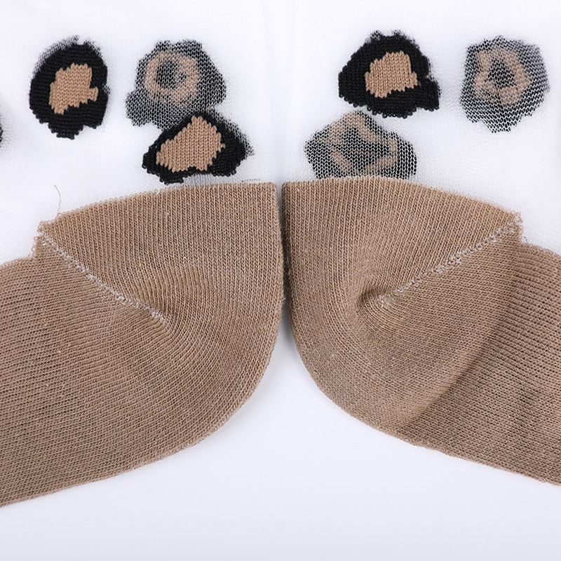 Mote gjennomsiktig nylon silke bomullsbunn damesokker Leopardmønster blomst gjennomsiktig silke damesokker Krystallsilke damesokker WSD1939