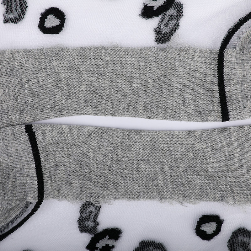 Mote gjennomsiktig nylon silke bomullsbunn damesokker Leopardmønster blomst gjennomsiktig silke damesokker Krystallsilke damesokker WSD1939