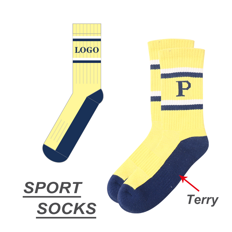 OEM Quality Crew Fashion Jacquard Menn Gym Basketball Sportssokk Terry Anti Slip Custom Socks Logo