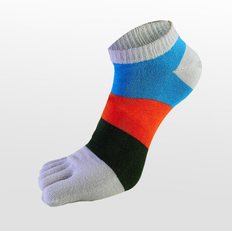 Toe Socks Stripe Five Finger Athletic Cotton Man Running 5 Toe Socks Menn