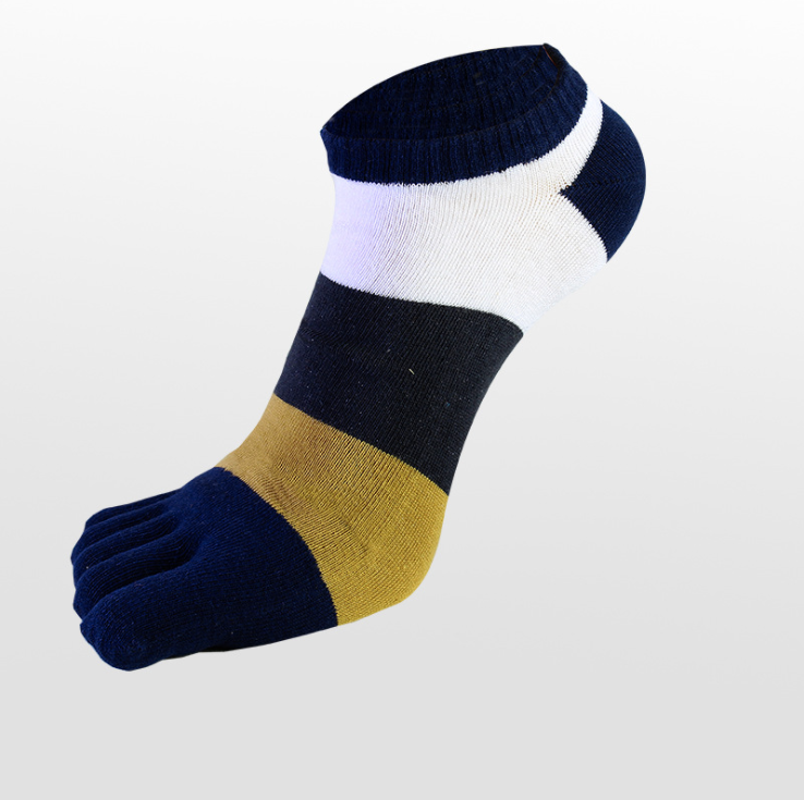 Toe Socks Stripe Five Finger Athletic Cotton Man Running 5 Toe Socks Menn